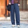 Women Vintage Warm Straight Pants Plus Cotton Winter Linen Trouser Elastic Waist Solid Color Women Soft Pants