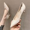 Korean Version of The Simple Commuter Temperament High-heeled Shoes Solid Color Pointed Toe Stiletto Single Shoes Women's Professional Dress