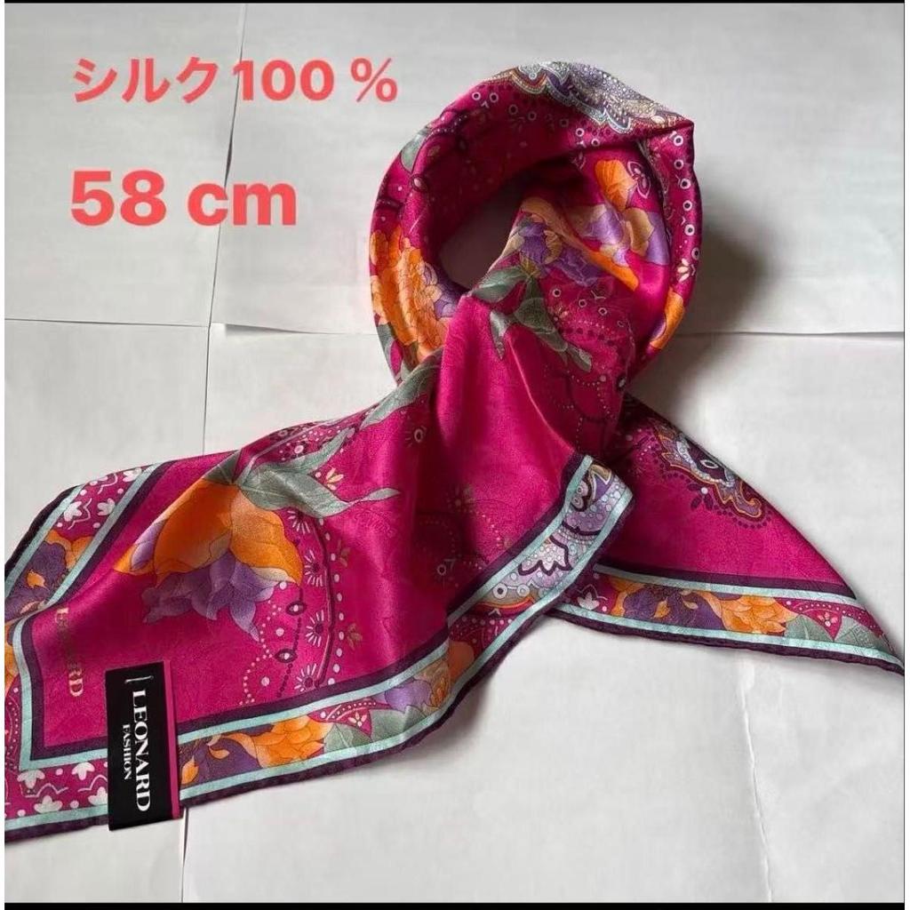 Б/у Шарф LEONARD FASHION Leonard 100% Шелк Цветочный Розовый 58см