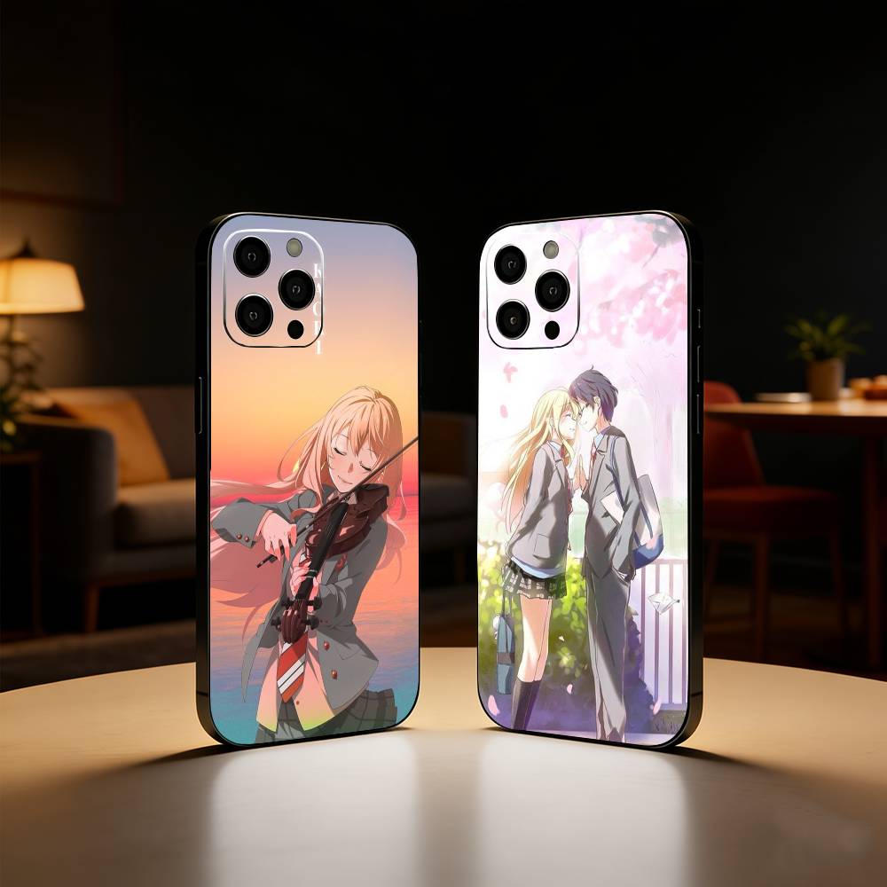 Чехол для телефона Amine Your Lie In A-April для iPhone 17, 16, 15, 14, 13, 12 Plus, Max, Мягкий силиконовый, Черный