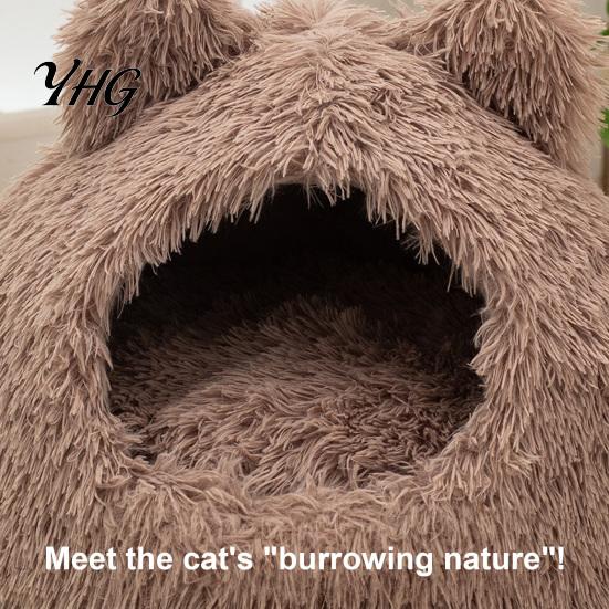 Year Round Pet Comfort Bed Plush Cat Cave Bed, Warm Enclosed Hideaway, Fluffy Cozy Corner for Small Animals Tent Burrow Indoor Cats Dogs Sack