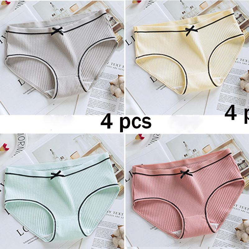 Трусики, 4 шт., женские хлопковые трусы, женские дышащие женские плавки с японской нитью, трусы большого размера