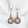 Rare Peach Moonstone Gemstone 925 Sterling Silver Jewelry Handmade Earrings2.52" EE-77-31