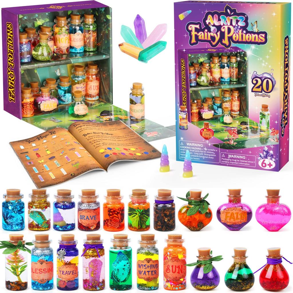 Alritz Fairy Potion Kit Magic Mix Kit 20 Bottles Christmas Gift Decoration Ornament Garden Craft Birthday Gift Toy for Girls and Boys 6 7 8 9 10 11