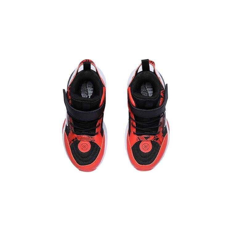 Li Ning Kids Sports Lifestyle Series Удобная повседневная амортизирующая износостойкая дышащая повседневная обувь Детская повседневная обувь черного и оранжевого цветов YKNR026-1