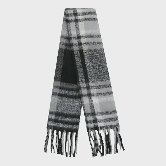 [UNISEX] Flower Dot Embroidered Bold Check Scarf_6 colors