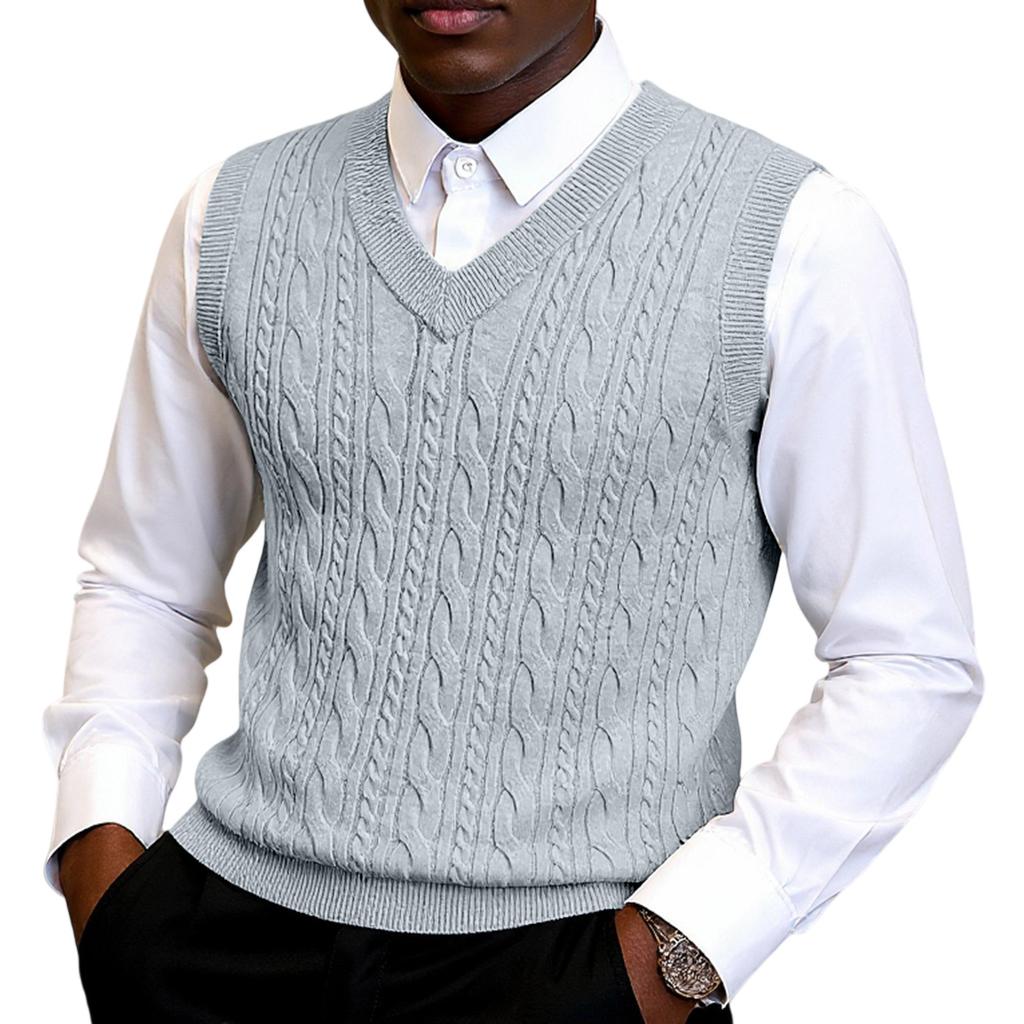 Men's V-Neck Thickened Knitting Sleeveless Sweater Vest