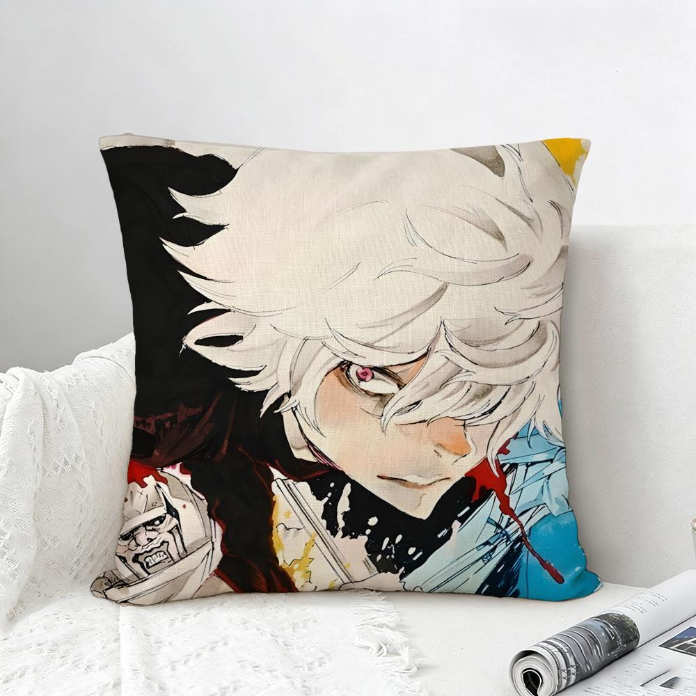Anime Hells Paradise Cushion Cover Natural Linen Pillowcase Set AllinOne Decor for Sofa Bedroom Chair