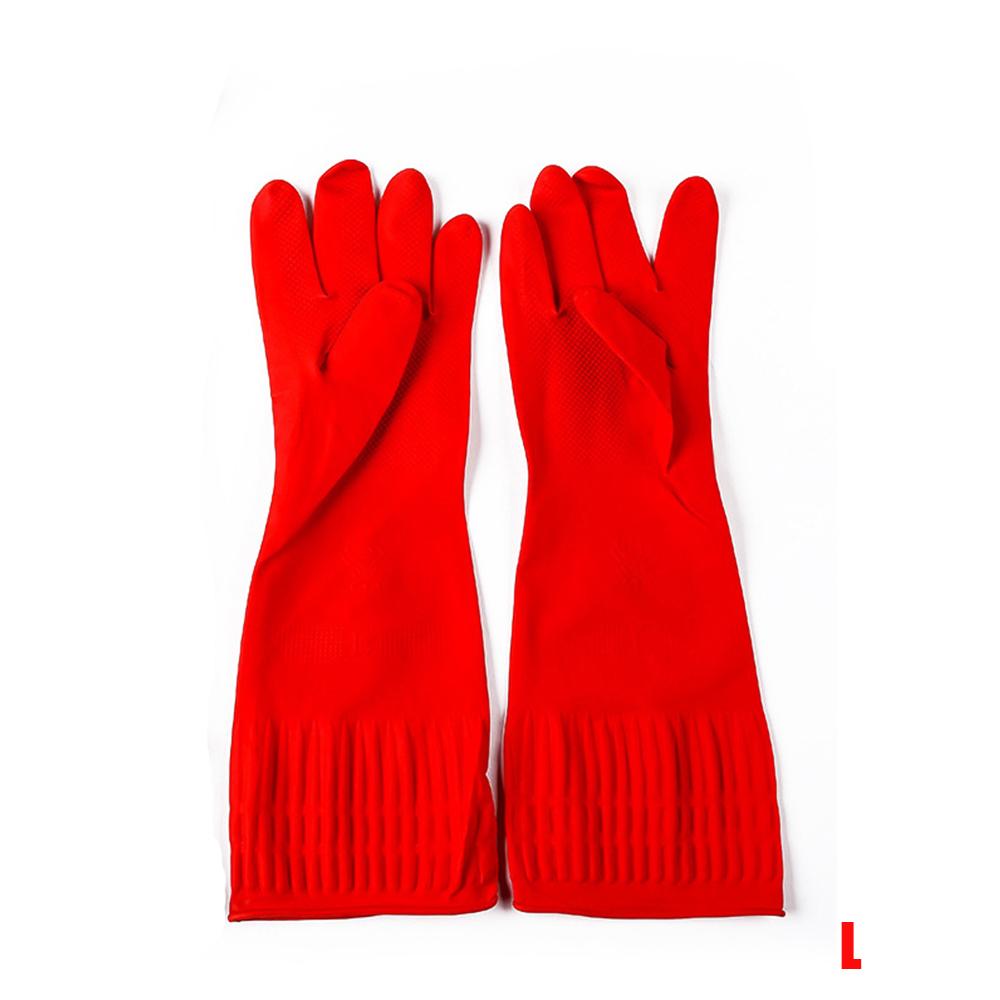 Резиновые красные перчатки для мытья посуды, водонепроницаемые латексные перчатки для кухни, хозяйственные перчатки с длинным рукавом