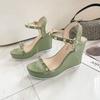 Fashion Sandals for Women Wedges Heel Green Super-high Rivet Woman Shoes Summer 2025 Comfortable Footwear New Breathable Fashion Luxury
