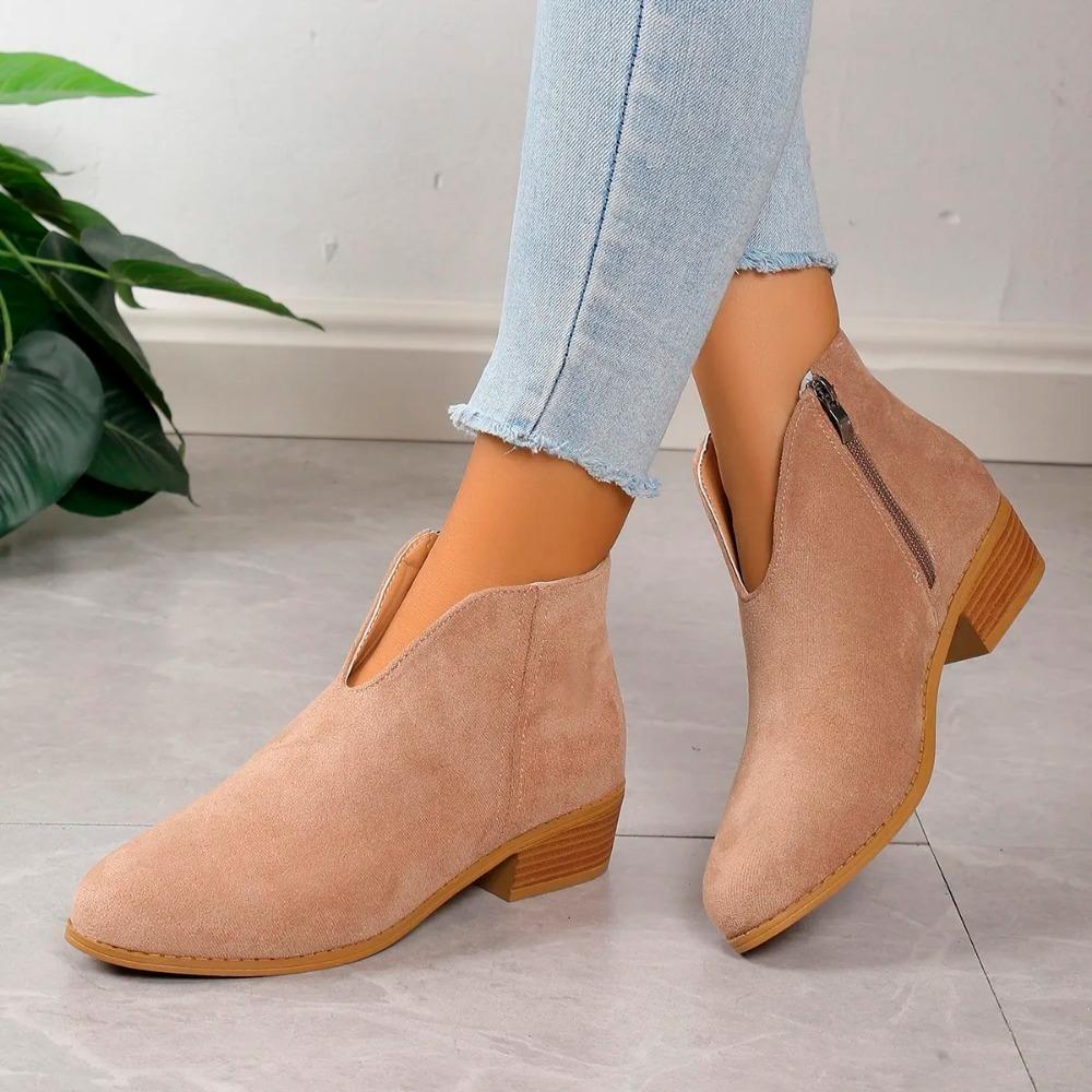 Женские ботинки, осенние замшевые женские модные ботинки на платформе, размер 43, ботильоны на высоком каблуке с боковой молнией Botas De Mujer