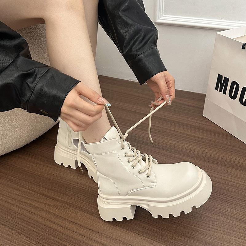 Ботильоны с толстой подошвой в стиле Майяр, осенние новые, в британском стиле, с круглым носком, ретро, маленькие ботинки Мартина женские