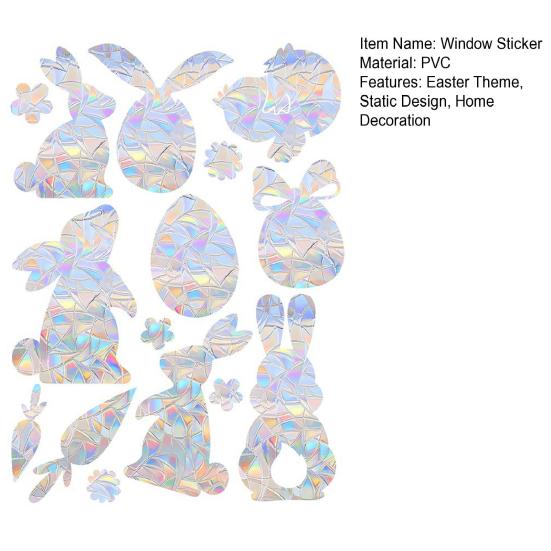 1/3 листа пасхальная наклейка на окно водонепроницаемая ПВХ голографическая наклейка на стекло в виде ловца солнца кролика, яйца, цветка, праздничная наклейка для украшения вечеринки