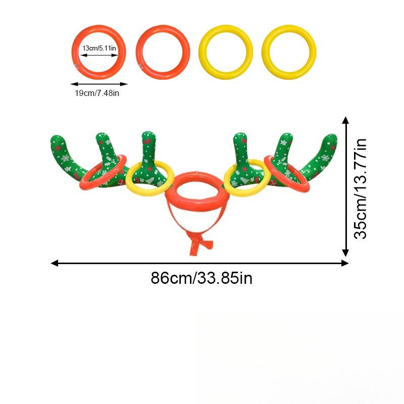 Надувной набор для игры в кольцеброс с рогами оленя - Идеально подходит для рождественских, хэллоуинских и пасхальных вечеринок - ПВХ материал, насос в комплект не входит