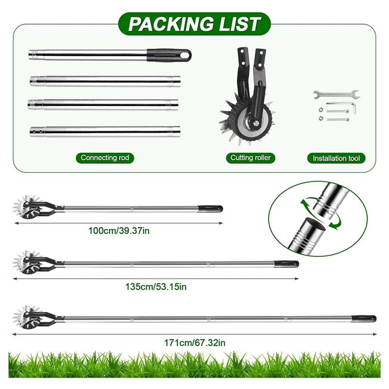 AT21-Колесный роторный обрезчик краев с длинной ручкой, 66,7 дюйма, ручной инструмент для стрижки травы в саду и на заднем дворе