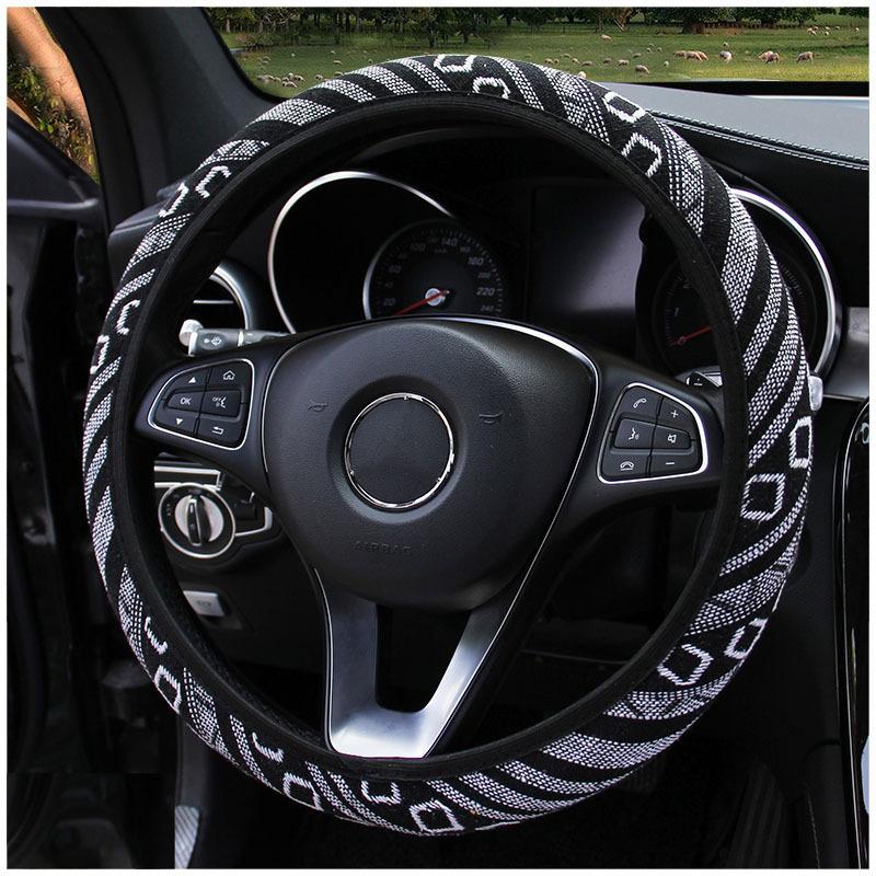Ethnic-Style Car Steering Wheel Cover Linen Without Inner Ring Elastic Band Steering Wheel Cover 38cm Leather Car Cover Supplies