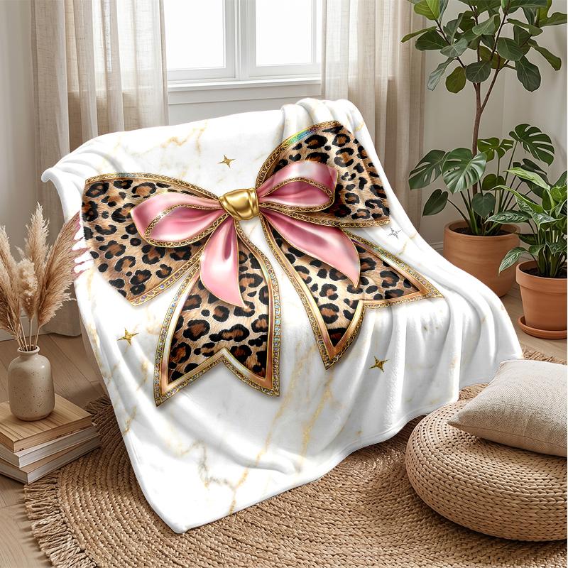 Leopard Print Bow Tie 1 Theme blanket Lightweight Warm Flannel Blanket Decorative Throw Blanket for Home Decoration