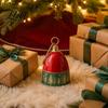Seasonal Wall Decorations Christmas Bell Ornament, Retro Relief Golden Tree Print, Durable Iron Red And Green Ornaments Hanging Pendant for