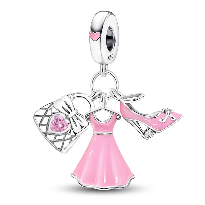 Медь Сладкий Пончик Девочка-Цветочница Розовая Серия Шармы Бусины Подходят для Оригинального Браслета Пангла Высокое Качество DIY Ювелирные Изделия