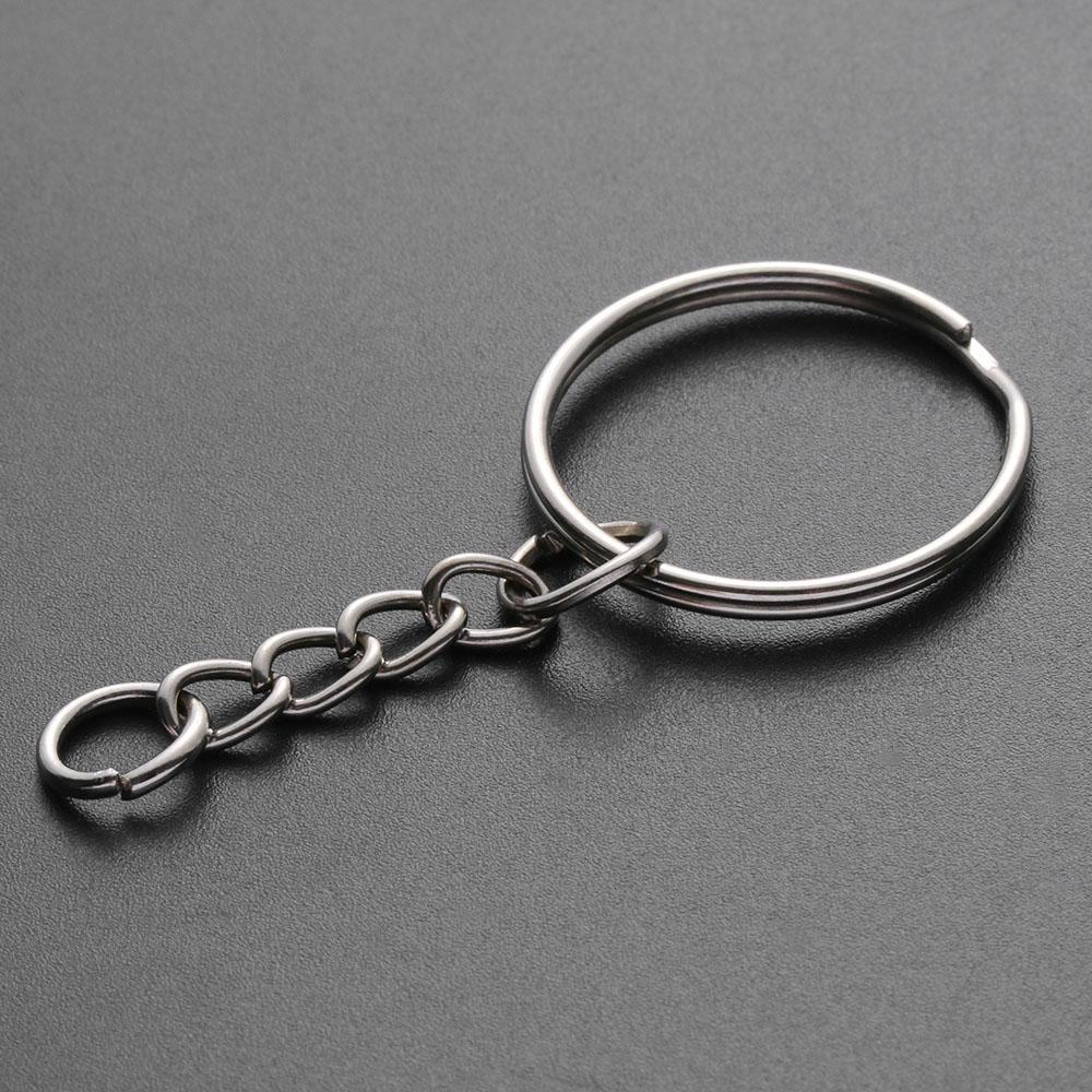 25mm Jewelry DIY Polished Silver Keyring Short Chain Key Fob Keychain