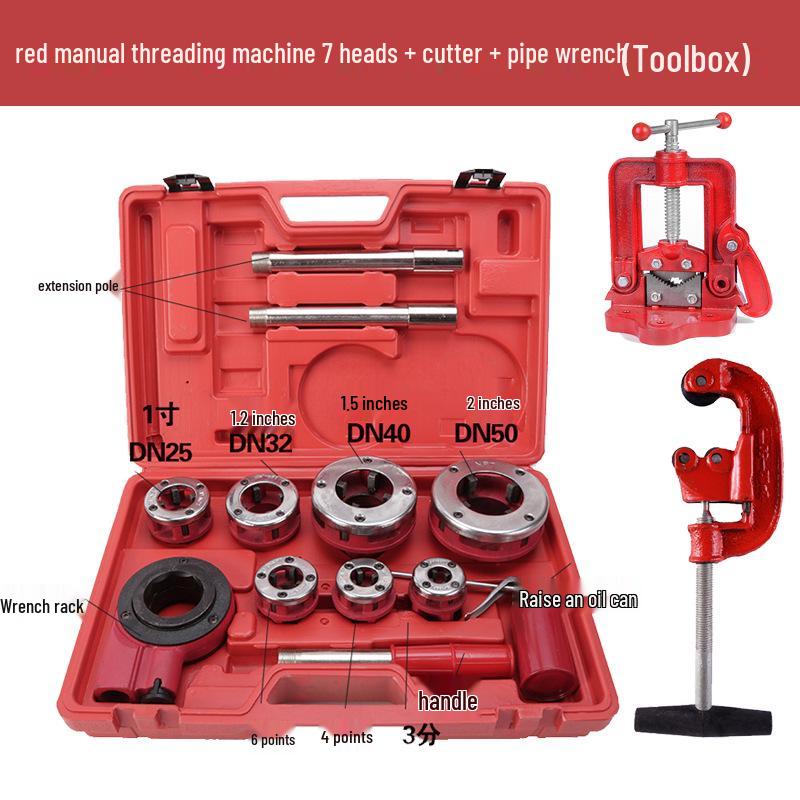 Durable 1/2-4 inch Manual Pipe Threader for Iron, Galvanized, and Water Pipes
