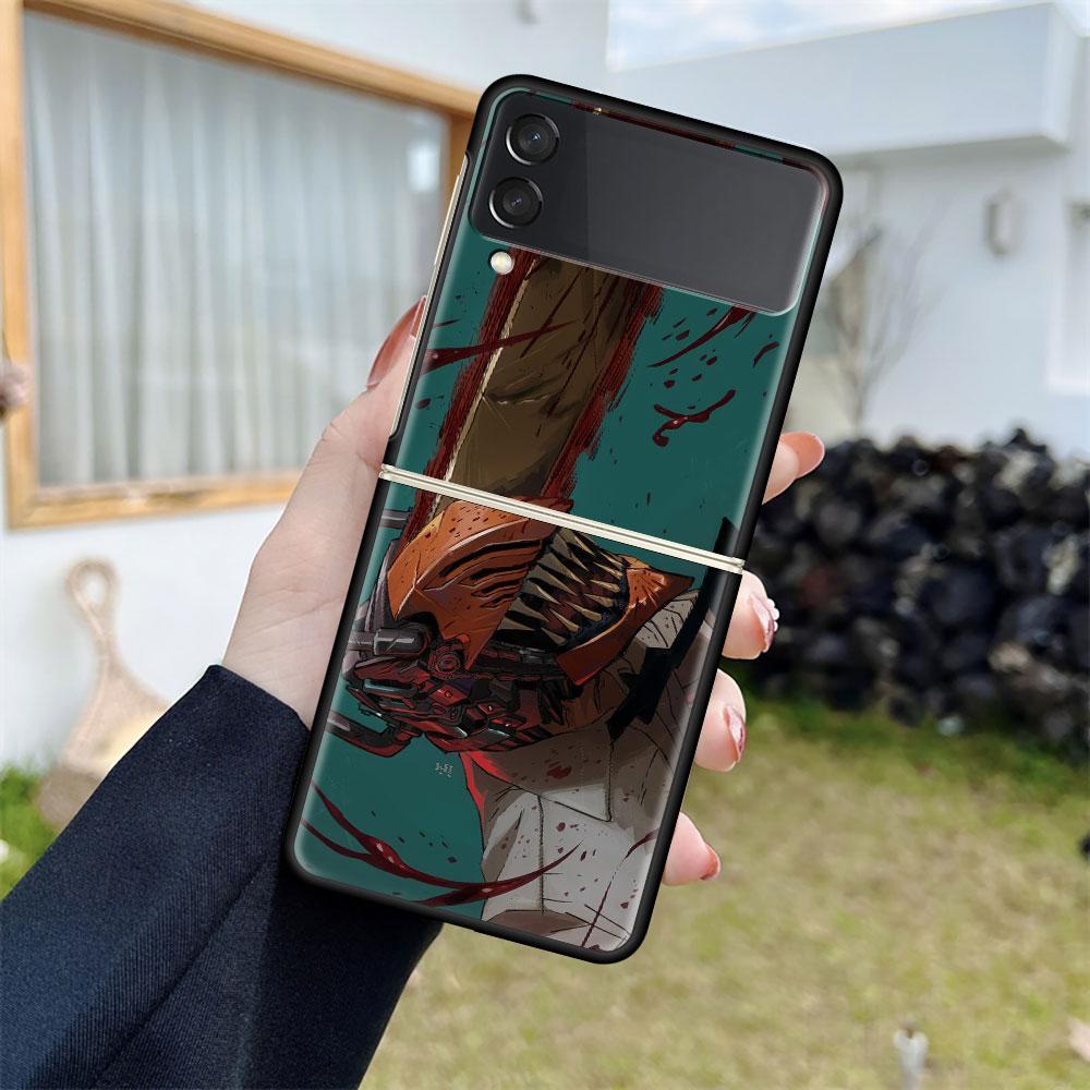 Чехол для Samsung Galaxy Z Flip 3 5G черный жесткий роскошный чехол для телефона ZFlip, защита от падений, модный чехол для ПК, комикс с изображением человека-бензопилы