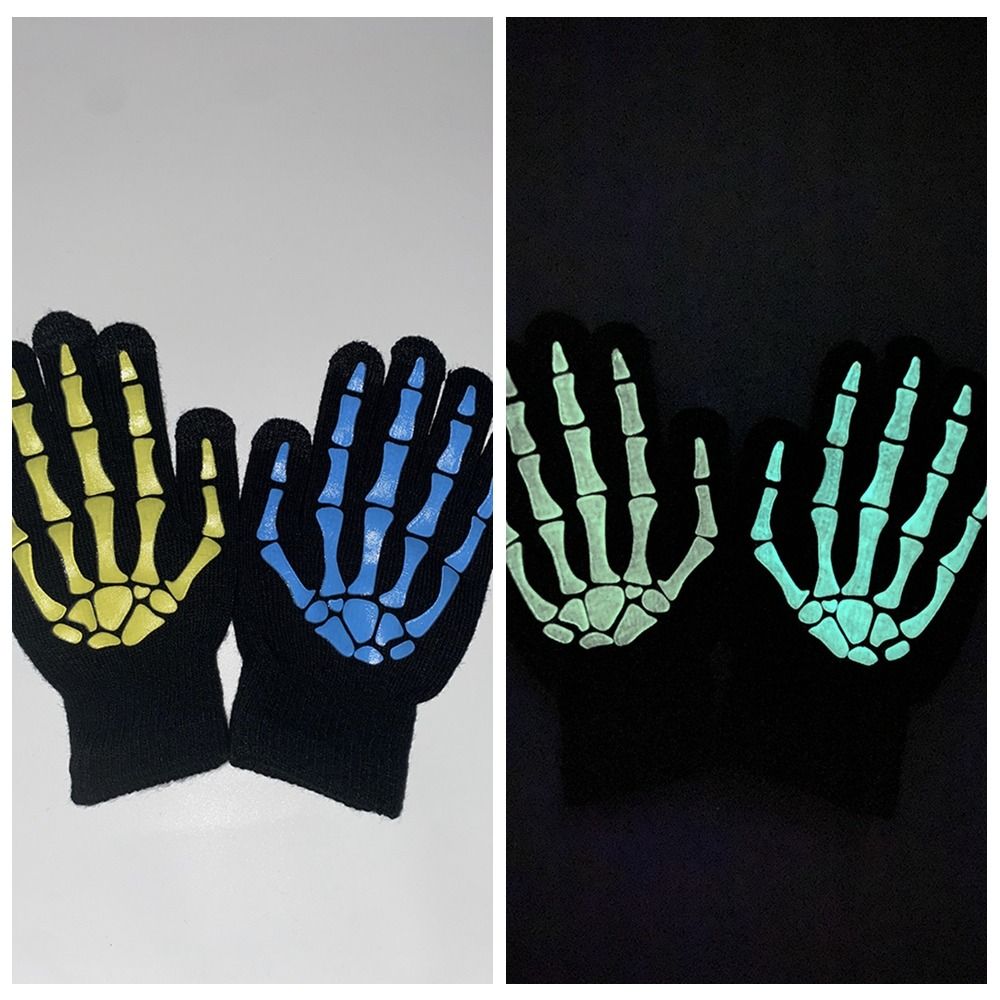 Thicken Luminous Skeleton Claw Gloves Full Finger Halloween Bone Claw Gloves  Cycling