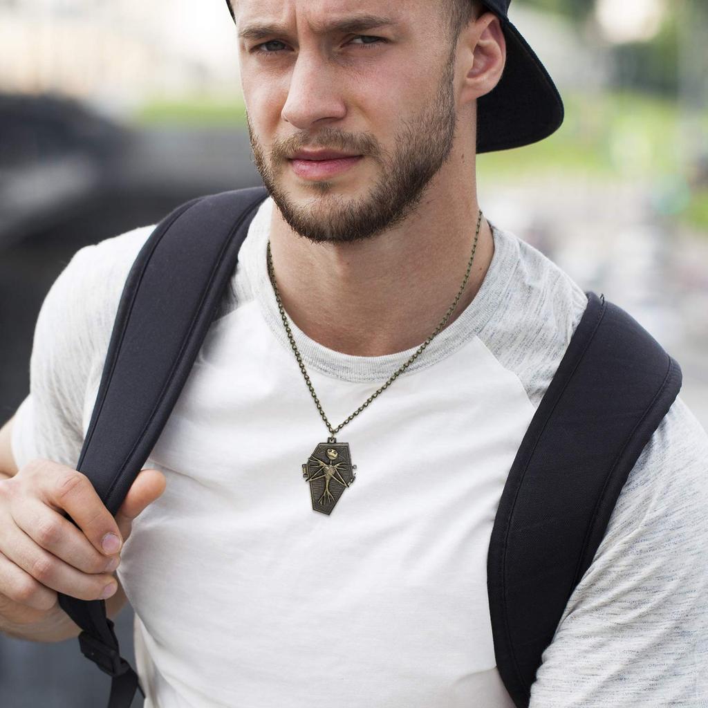 Карманные часы Lancardo с ожерельем, цепочкой для свитера, карманные часы с аналоговым кварцевым корпусом в стиле ретро с черепом и костями, шестиугольный математический планшет для ежедневных поездок на работу