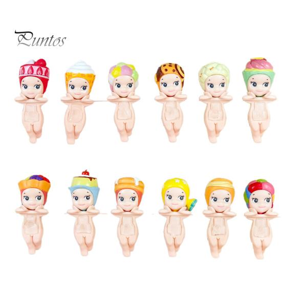 12 шт., держащая подбородок ангела, кукла, фрукт, головной убор, животное, фигурка ангела, ПВХ, мультяшная фигурка ангела, книжная полка, настольное украшение, орнамент