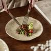 Retro Wind Wave Pattern Plate Ceramic Shot Special-Shaped Plate Household Vegetable Plate Dessert Plate Steak Plate Tableware Large Plate