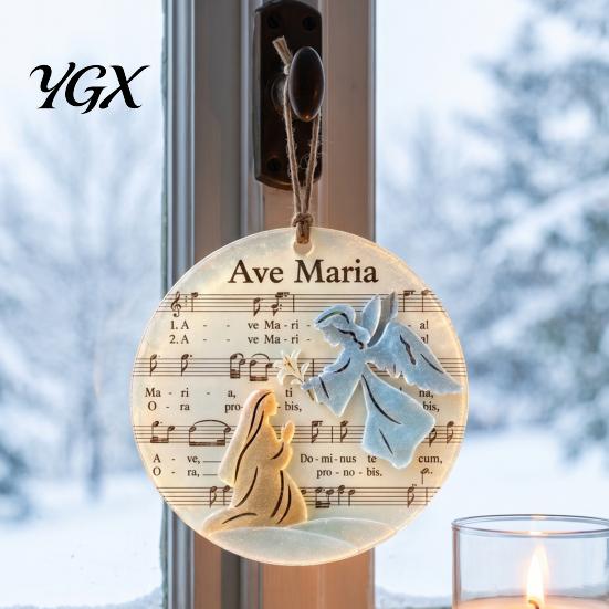 Traditional Christmas Tree Baubles Sea Glass Hymn Ornaments, Handmade Music Sheet Nativity Hanging Decoration, Winter Seasonal Wall Accents