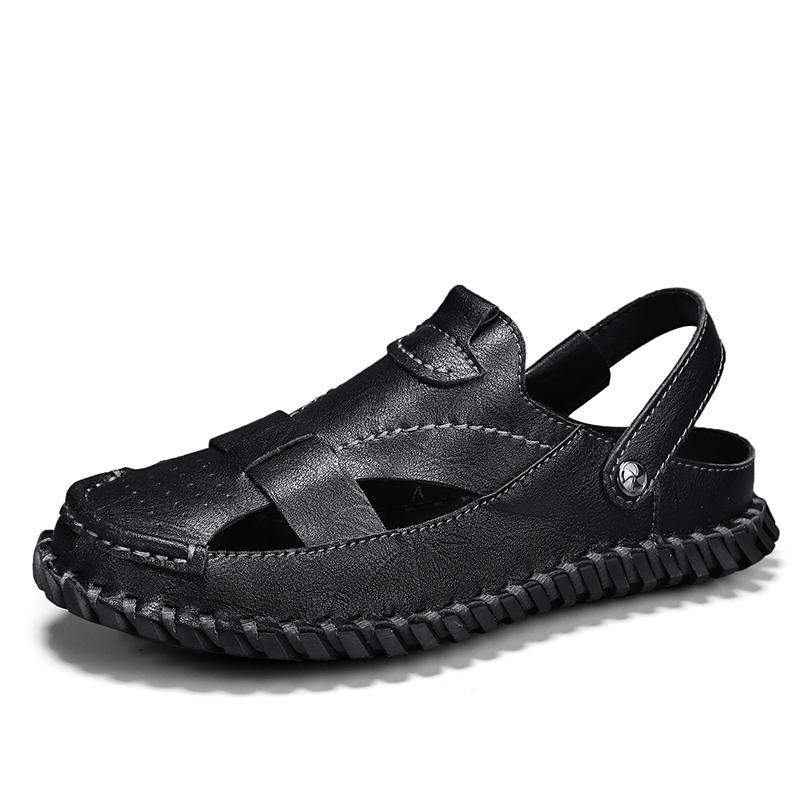Мода 2024 года, новые летние мужские сандалии из натуральной кожи для активного отдыха, сандалии Wild Hollow, мужские летние износостойкие с нескользящим носком