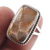 Ювелирное кольцо из натурального ископаемого коралла ручной работы из стерлингового серебра 925 пробы S.7 l6l55