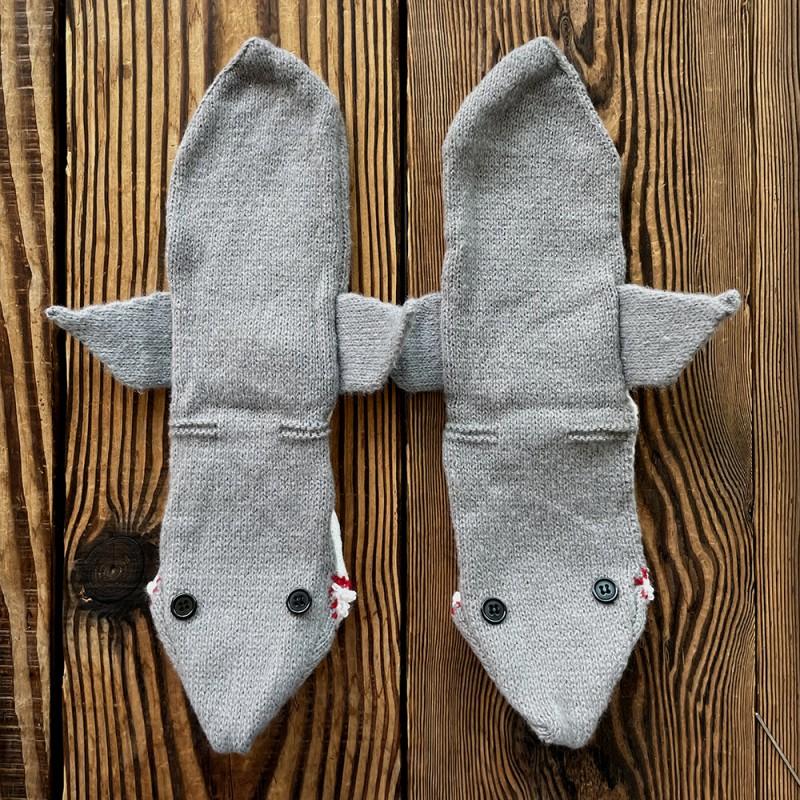 Cozy Cartoon Shark Crocodile Socks Women Men Winter Indoor Floor Warm Mid-Calf Knit Slipper