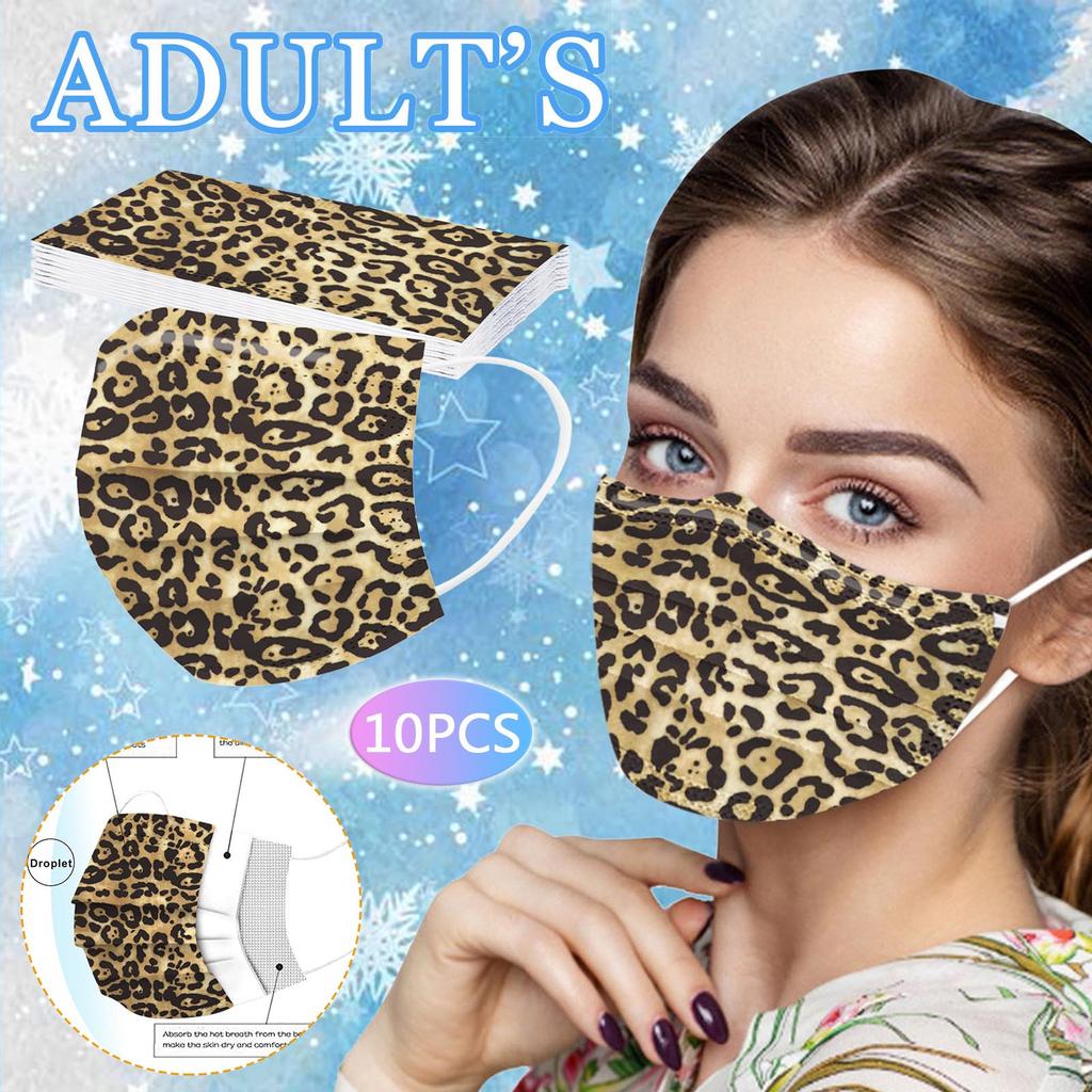 10 шт. трехслойная одноразовая пыленепроницаемая защитная маска с леопардовым принтом для взрослых