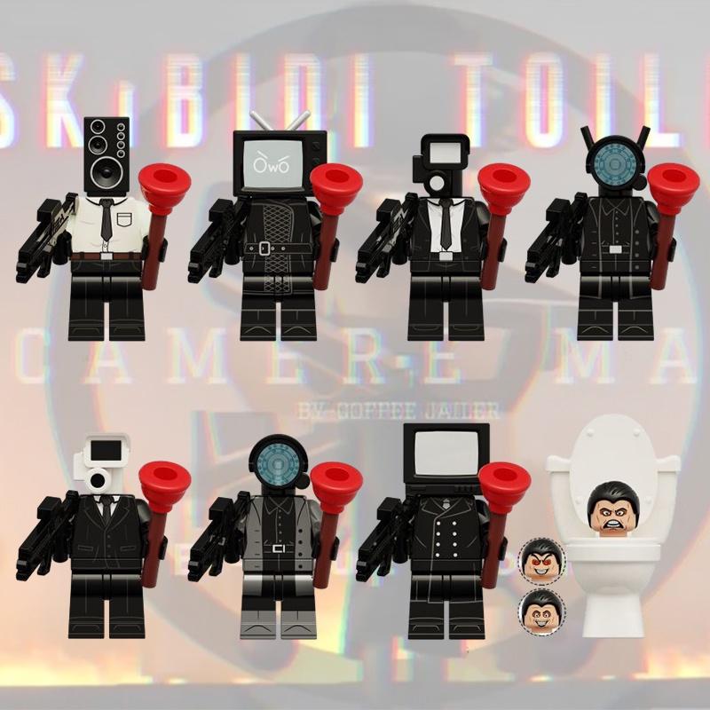 Interactive Plastic Building Blocks Toy Toilet Man Tv Man Surveillance Man Diy Assembly Small Lego-like Pieces Colorful