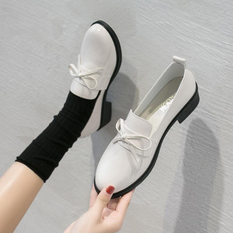 Осенняя кожаная обувь для женщин Кожаные мокасины Женская обувь Плоская рабочая обувь на низком каблуке Новая мода Женская обувь на платформе