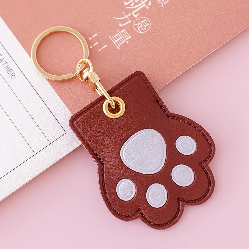 Leather Strawberry Lemon Keychain Case Holder  Women Car Key Ring Charm Bag Car Pendant Gift Anti-Lost Pet Dog Cat Collar