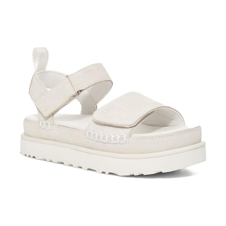 UGG Стильная замшевая женская сандалия кремовая 1117954-WHT