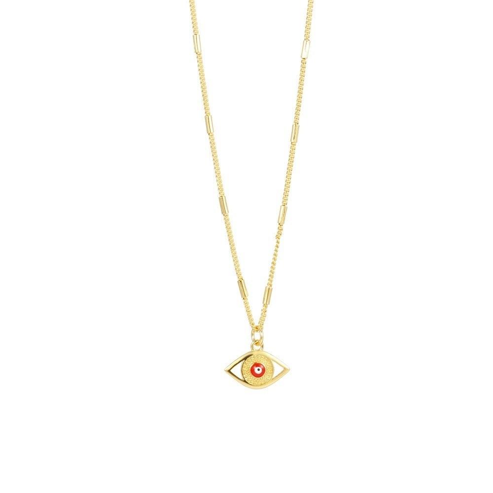 Vintage Devil's Eye Necklace Copper Gold Plated Eyeball Neck Chain Demon Eye Necklace  Party Favors