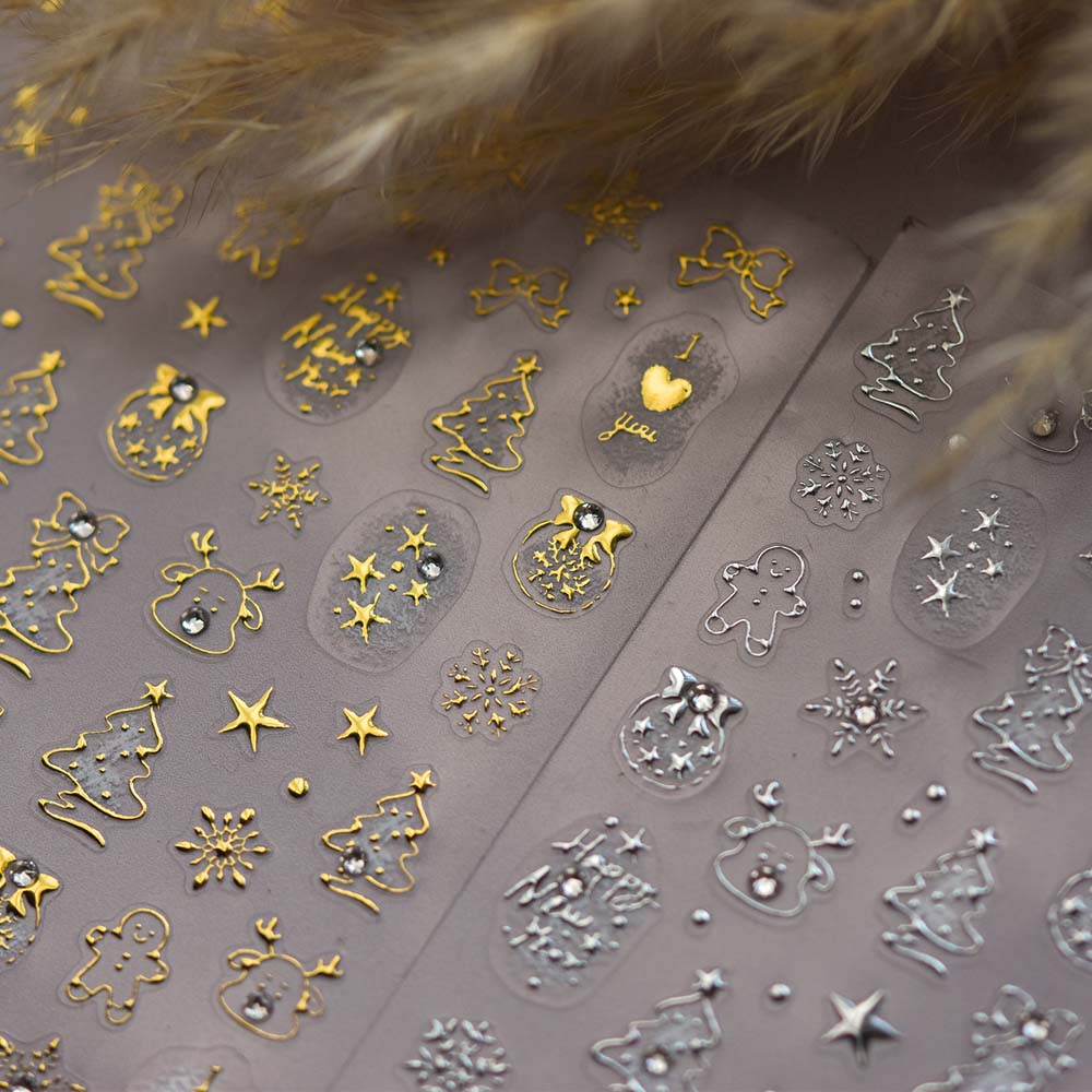 5D Рождественская наклейка для ногтей, ракушка, свет, рождественское украшение для ногтей, рождественская наклейка для ногтей, маникюрный салон