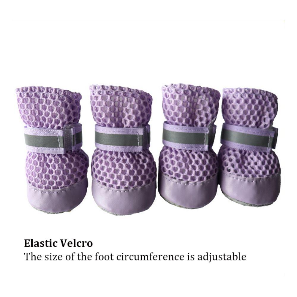 4pcs/set New Breathable Pet Dog Shoes Non-Slip Adjustable Puppy Shoes Lightweight Soft Sole Dog Boots Daily Walking