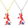 Vintage Map Pendant Necklace United Kingdom of Great Britain and Northern Ireland Country Outline Flag Charm Necklaces