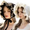 Шляпка-боннет с оборками по краю, кружевной отделкой и завязками под подбородок, 55-60 см. Декоративный головной убор для встреч и портретов.