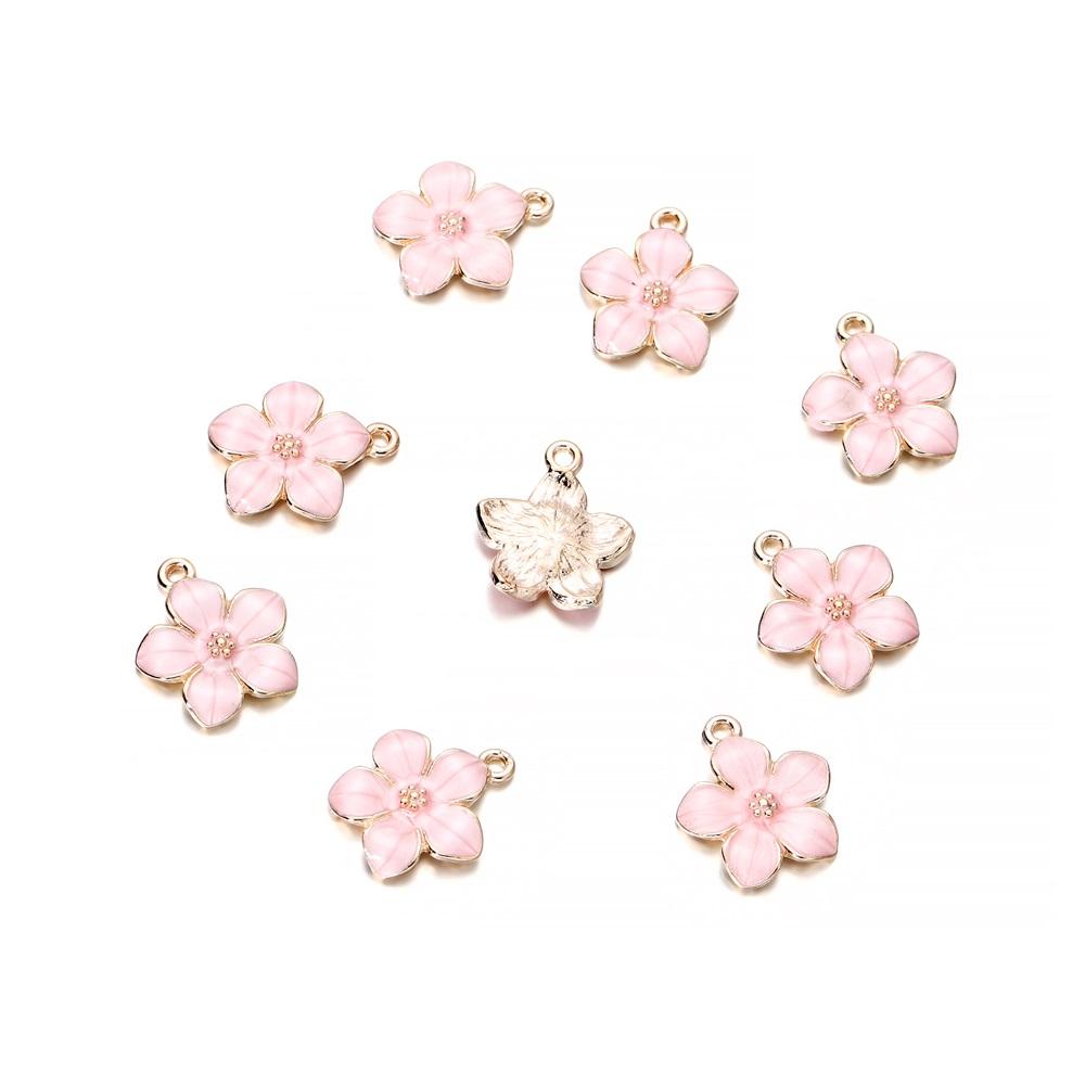 10Pcs/lot Mix Style Colorful Flower Pendants Enamel Metal Necklace Bracelet Charms For DIY Jewelry Making Supplies Accessories