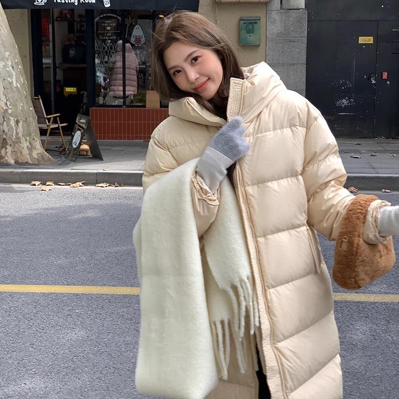 Женский осенне-зимний высококачественный пуховик средней длины, свободная и утолщенная куртка