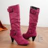 Женские ботинки челси 2024 Зимние теплые Новая мода До середины икры Снежные Высокие ботинки Сексуальные Высокие каблуки Нескользящие Женские ботинки