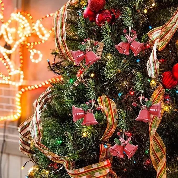 1-20PCS Christmas Metal Bell Cluster Hanging Ornament Jingle Decoration for Door Bedroom Living Room Home Wreath Holiday Party