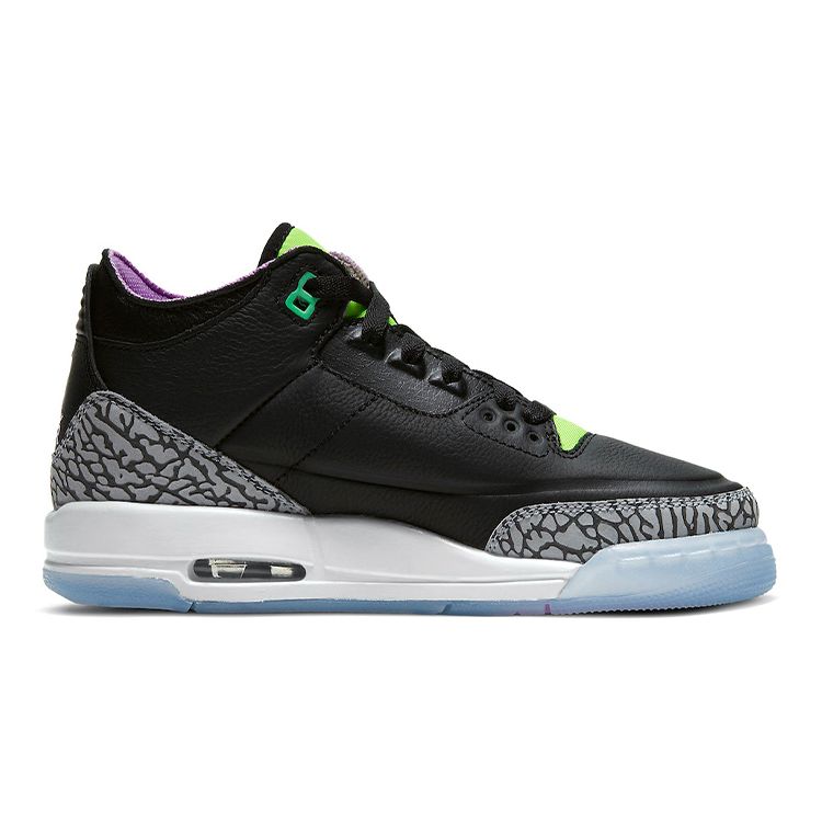 Детские кроссовки Air Jordan 3 Retro GS Electric Green Black White Violet-Shock DA2304-003