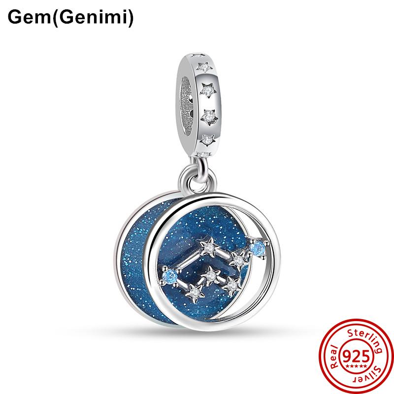 925 Серебро Голубые Глаза Бабочка Пингвин Кит Облако 12 Бусины Созвездия подходят Оригинальные Подвески Браслет DIY Женские Ювелирные Изделия